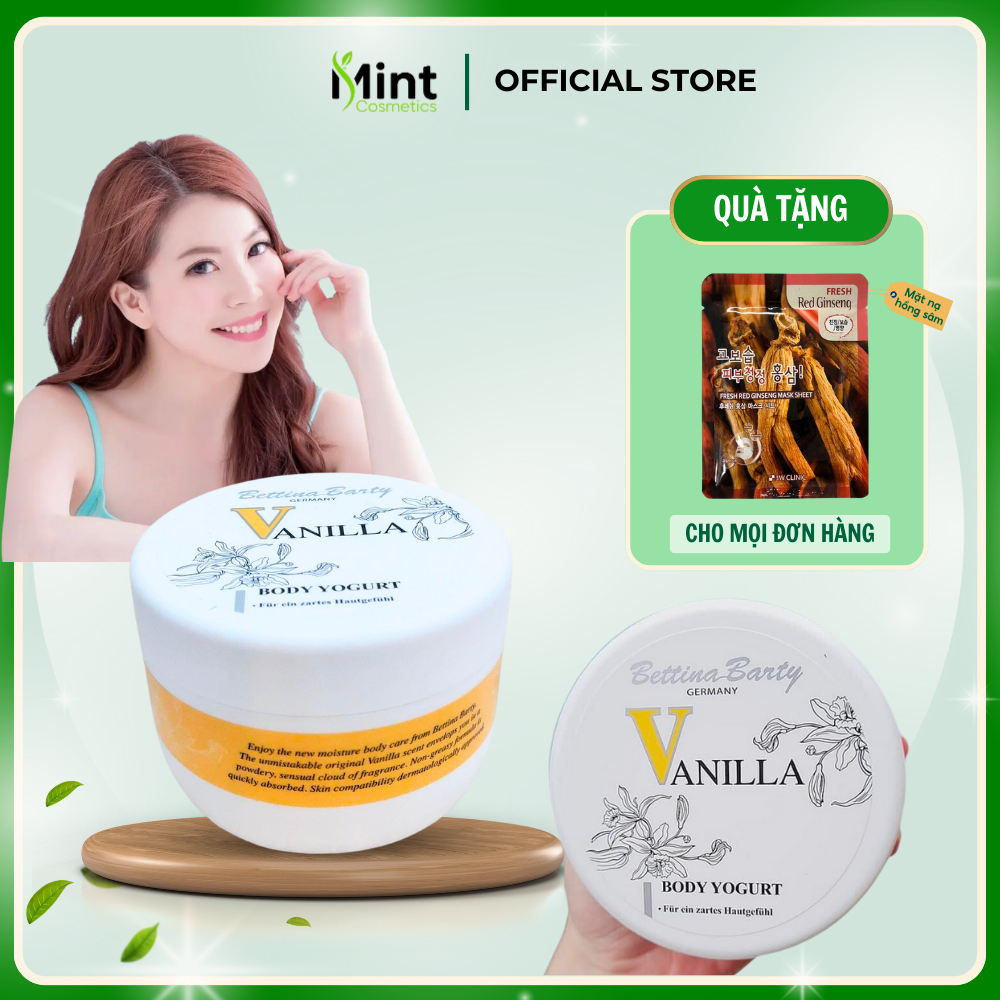 Kem Dưỡng thể Bettina Vanilla Yogurt Đức, Sữa chua dưỡng thể giúp dưỡng ẩm, da căng bóng mịn màng 300ml