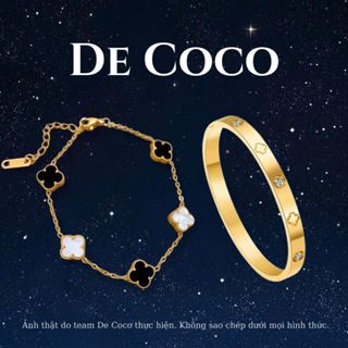  Bộ trang sức vòng tay nữ De Coco Wishes cỏ 4 lá titan không đen gỉ  kèm Túi giấy + Hộp + Thiệp  