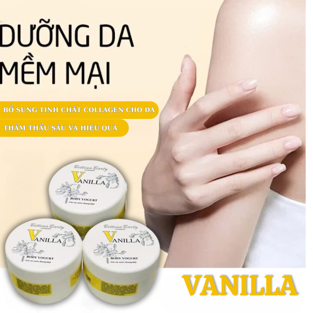 Kem Dưỡng thể Bettina Vanilla Yogurt Đức, Sữa chua dưỡng thể giúp dưỡng ẩm, da căng bóng mịn màng 300ml