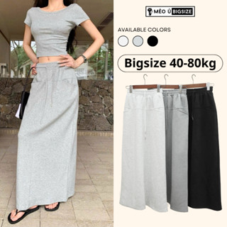 Chân váy nữ BIGSIZE chân váy nỉ dáng dài cạp chun có dây rút xẻ tà sau váy 2 túi siêu xinh 511