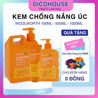 Kem chống nắng Woolworths Úc 50SPF++ Can 1 lít, 500ml,100ml date xa 2025