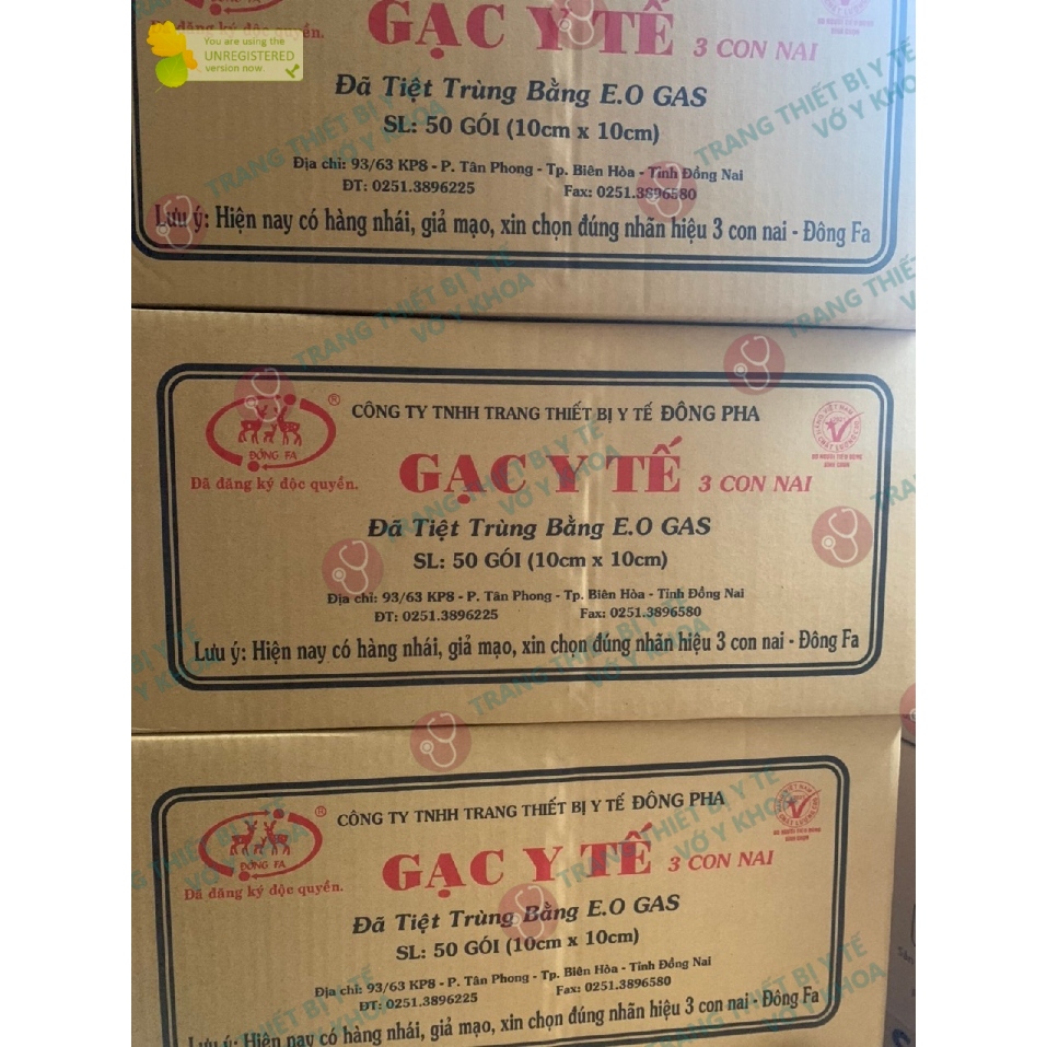 GẠC Y TẾ TIỆT TRÙNG ĐÔNG PHA 5x6 8x9 10x10 (THÙNG 50/100 GÓI, GÓI 10 MIẾNG)