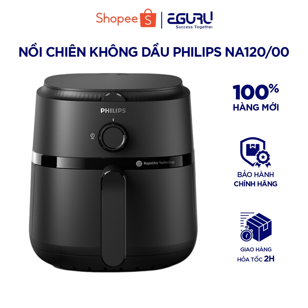 Nồi chiên không dầu Philips NA120/00-Lòng nồi 4.2lít , Công nghệ Rapid Air, Bảo Hành Chính Hãng