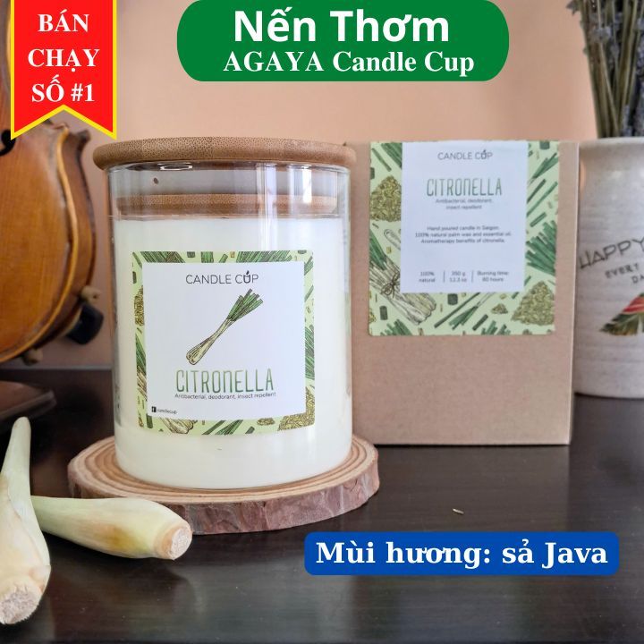 Nến Thơm Citronella AGAYA Tự Nhiên Khử Mùi, Đuổi Muỗi
