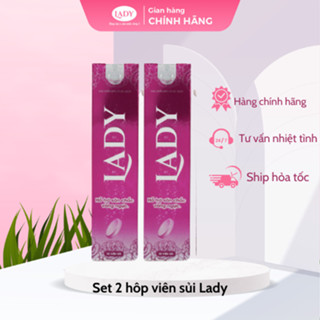 SET 2 hộp Viên sủi nở ngực LADY Giúp tăng săn chắc vòng 1 an toàn, Tăng Cường Nội Tiết Tố Nữ, phục hồi vòng 1 sau sinh