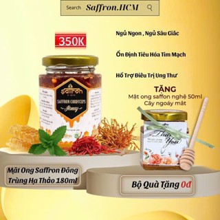  Mật ong SAFFRON ngâm Đông Trùng hạ thảo  hũ 180ml tặng kèm lọ mât ong nghệ 50ml 