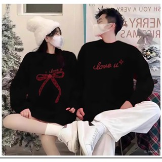 Áo Sweater Đôi Nam Nữ In "Nơ Love You" ,Áo Đôi Couple Chất Liệu Nỉ Bông Dầy Dặn Form Rông Nam Nữ