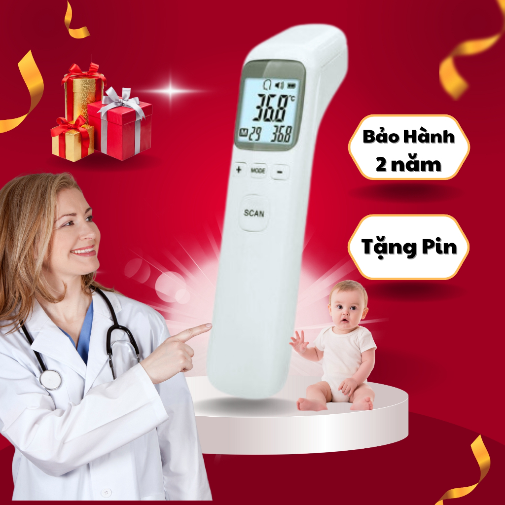Nhiệt kế hồng ngoại điện tử đo không tiếp xúc chất lượng cao chính hãng đo được nước pha sữa , nhiệt độ bề mặt