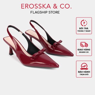 Erosska - Giày cao gót nữ mũi nhọn thời trang phối nơ màu đỏ 8cm _ EH056