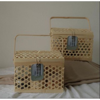 giỏ quà tết tre đan hình chữ nhật, hộp tre đựng quà mứt bánh kẹo