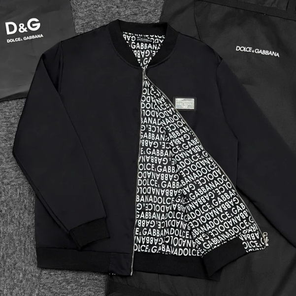  Áo khoác bomber gió nam nữ Đôn Chề thêu logo Áo gió Dolce phối lót gió in vân chữ  lót bên trong áo siêu đẹp 
