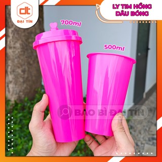 SET 50 LY TIM HỒNG DÂU BÓNG 500ML, 700ML KÈM NẮP TIM HỒNG DÂU