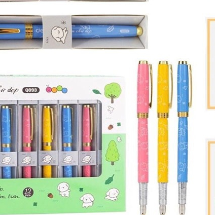 Bút máy kim loại Deli họa tiết đáng yêu CQ893 / Bút mực luyện chữ đẹp Q893
