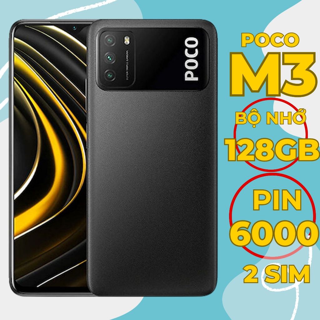 Điện thoại Poco M3 Ram 6G/128gb điện thoại chính hãng, điện thoại giá rẻ bảo hành 6 tháng!...