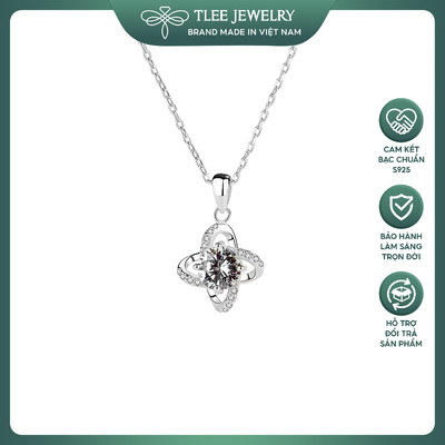 Dây chuyền bạc nữ TLEE cỏ bốn lá cánh hoa xoáy đính đá viền lấp lánh TLEE JEWELRY D0324