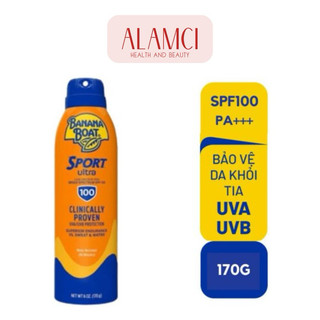 [SPF100] Xịt Chống Nắng Thể Thao Banana Boat Sport Sunscreen Lotion Clear UltraMist SPF100 (170g)