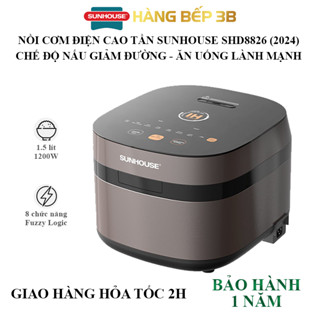 Nồi cơm điện cao tần tách đường Sunhouse 1.5 lít SHD8826 - Bảo hành chính hãng Sunhouse 12 tháng