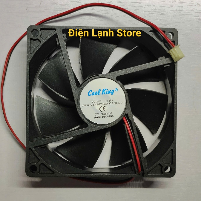 Quạt thông gió 9x9cm dc 24v (2 dây) hàng tốt.