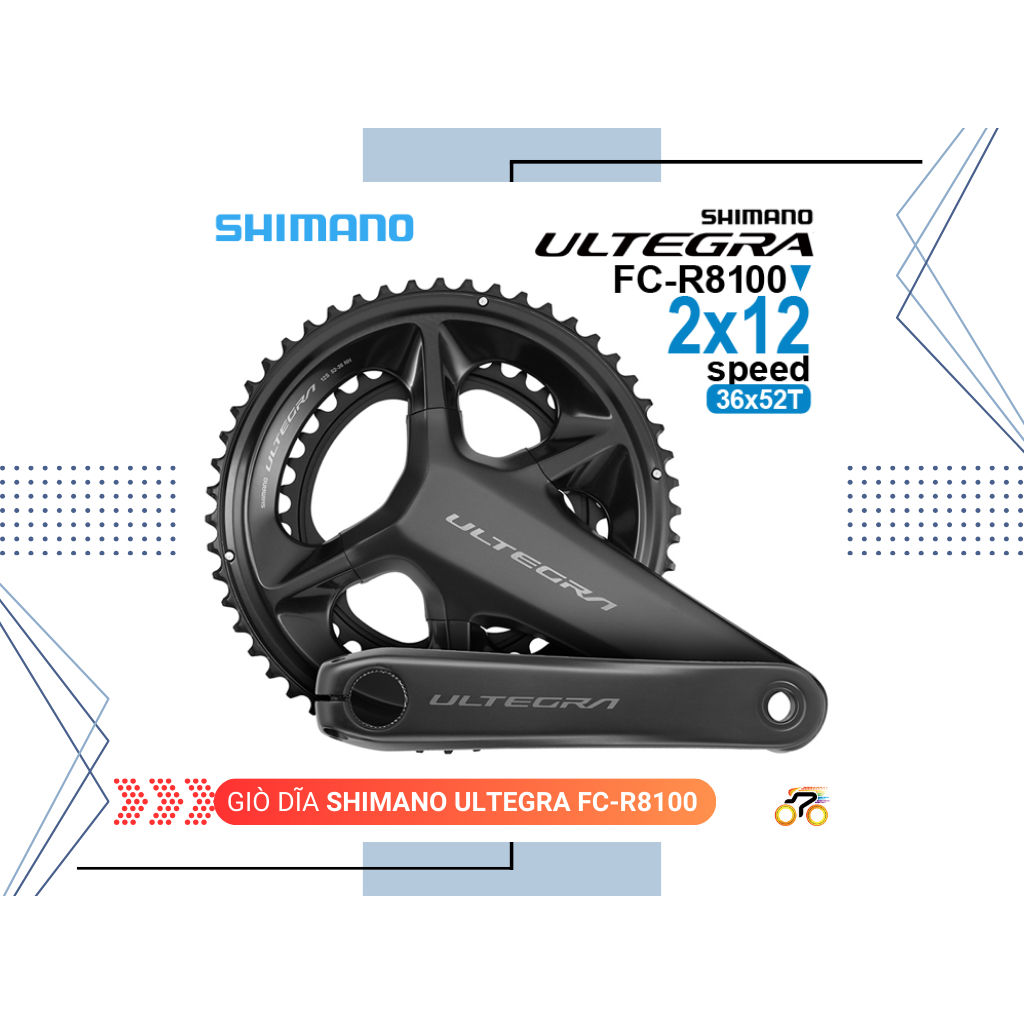 GIÒ DĨA XE ĐẠP ROAD - SHIMANO ULTEGRA FC R8100 - 36-52T - NHÔM (KHÔNG KÈM CỐT RỖNG)