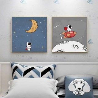 Tranh Decor Phi Hành Gia DD19 Trang Trí Phòng Ngủ Trẻ Em - Tranh Treo Phòng Ngủ Cho Bé Vải Canvas, Khung Gỗ