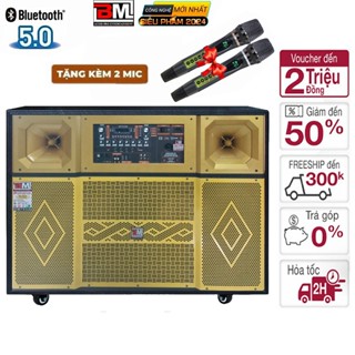 Loa Kéo 4 Tấc Đôi Bass 40 ( Lưới Vàng ) BM G-K65 Công Suất 3500w Tặng Kèm 2 Mic F7