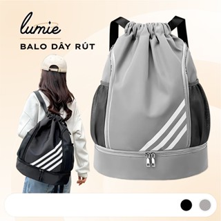 Balo Dây Rút Thể Thao Du Lịch Chất Vải Dù Trượt Nước Có Ngăn Đựng Dép Tiện Lợi Miệng Túi Rút