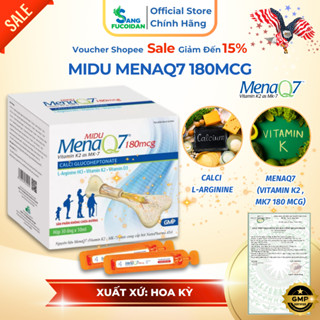 Midu MenaQ7 180mcg Hộp 30 Ống Canxi D3K2 GH Tăng Trưởng Chiều Cao Cho Bé, Canxi Mẹ Bầu, Lớn Tuổi - Chính Hãng Hoa Kỳ