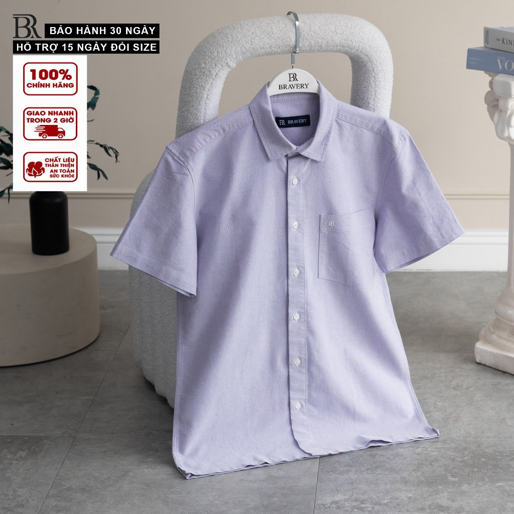 [BIGSIZE] Áo sơ mi nam ngắn tay BR vải ford, thoáng mát, thấm hút tốt, form regular fit, BAF01 - Bra