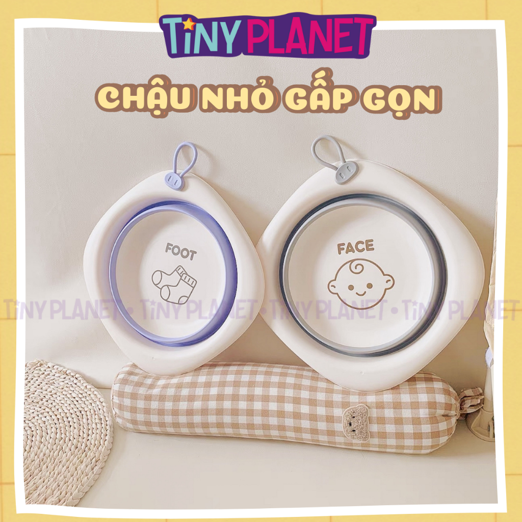 Chậu rửa mặt đa năng chậu nhỏ thau gập gọn Tiny Planet có tai treo quai treo cho bé từ sơ sinh