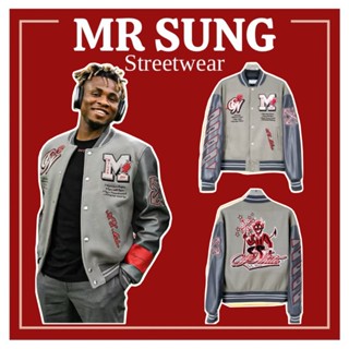 [BEST QUALITY] Áo varsity jacket AC Milan OFF WHITE X cao cấp, Áo khoác bóng chày nam nữ OW màu xám form rộng