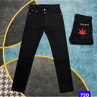 Quần jean nam AMIRI 4 cúc đen thêu lá phong đỏ siêu đẹp phong cách trẻ trung thanh lịch mẫu mới