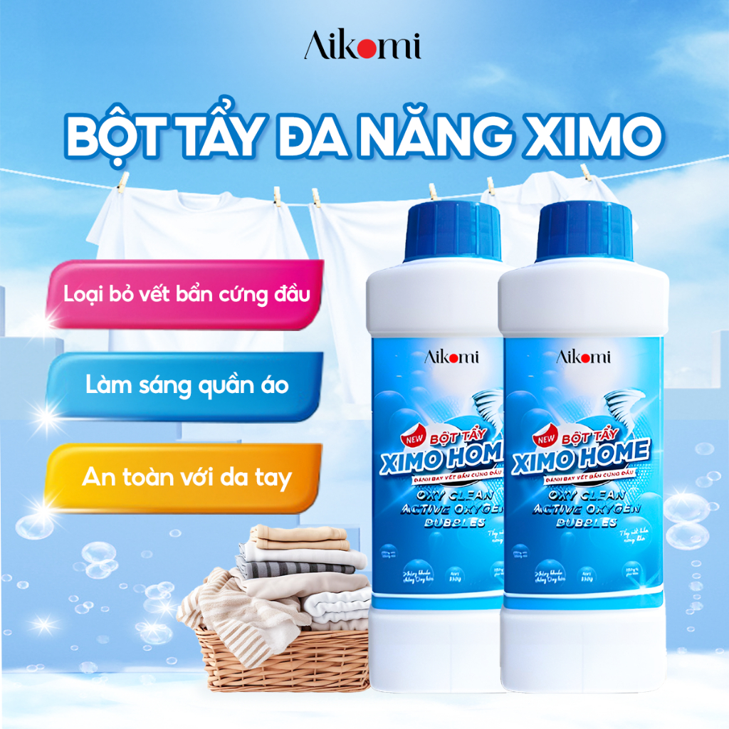 Bột tẩy vết bẩn đa năng Ximo bột tẩy trắng quần áo, đồ gia dụng - sạch như mới 350g