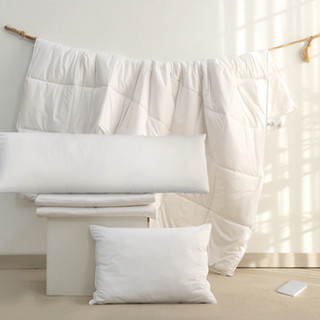 Bộ ruột cao cấp bông gòn lông vũ nhân tạo GONI êm ái: Gối Nằm, Chăn Mền, Gối Ôm - Màu trắng, xám - Bộ giường đơn, đôi