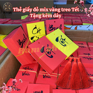 Set COMBO 150 Thẻ Đỏ Thư Pháp Trang Trí Tết Kèm Dây Treo - Phụ Kiện Treo Cây Mai, Cây Đào