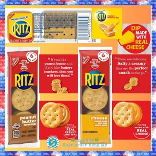 Mỹ Kosher, RITZ Cracker Sandwich Handi Snack Bánh Quy Chấm, Kẹp Bơ Đậu Phộng Phô Mai Thơm Ngon Ăn Vặt Bổ Sung Năng Lượng