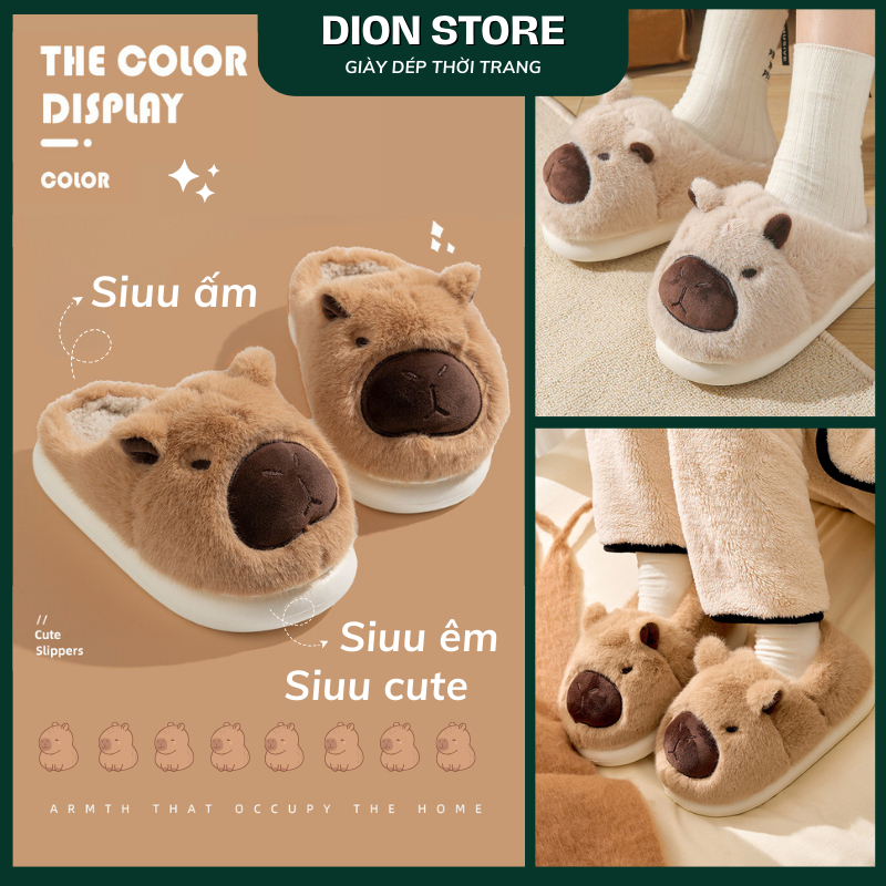 Giày sục lông Capybara dễ thương phong cách Hàn Quốc  nữ đẹp hottrend  Dionstore - Dép lông nữ dễ thương QCCC Loại 1
