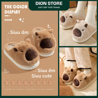 Giày sục lông Capybara dễ thương phong cách Hàn Quốc  nữ đẹp hottrend 2025 Dionstore - Dép lông nữ dễ thương QCCC Loại 1