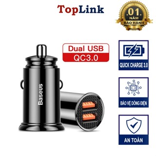 Tẩu Sạc Mini Ô Tô Xe Hơi Baseus C16Q1 Công Suất 30W  2 Cổng USB Sạc QC 3.0 - TopLink