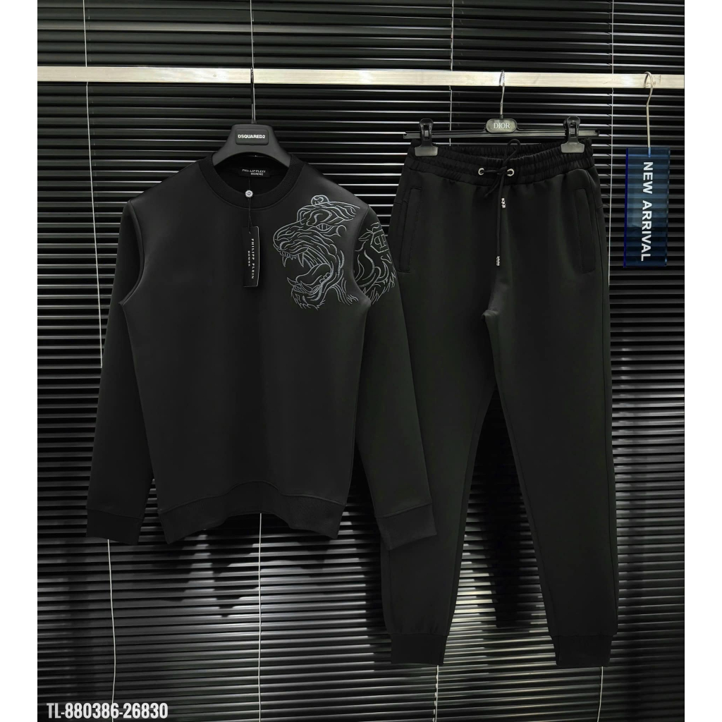 Đồ Bộ Nỉ Nam Bộ Nỉ Nam họa tiết Con hổ thêu chắc chắn, bền đẹp Thu Đông Cao Cấp