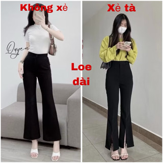   Loe dài 102cm  Quần nữ quần ống loe dài có xẻ tà và không xẻ tà chất thun Umi hàn co giãn 