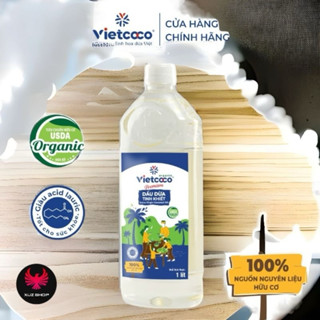 1 LÍT- Dầu dừa ép lạnh hữu cơ Vietcoco dưỡng da, dưỡng tóc, dưỡng mi Hỗ Trợ Trắng Răng An Toàn