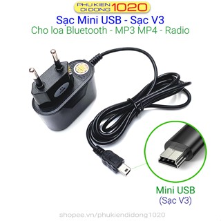 Sạc Mini USB, Cóc sạc V3 liền dây - Sạc loa Bluetooth, Đài FM, Máy nghe nhạc, radio, máy MP3, MP4, Modem