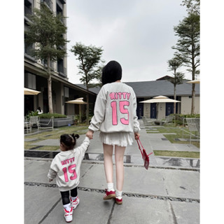 Áo nỉ cổ tròn hello kitty 15 mẹ và bé , áo sweater trẻ em unisex , kid genz