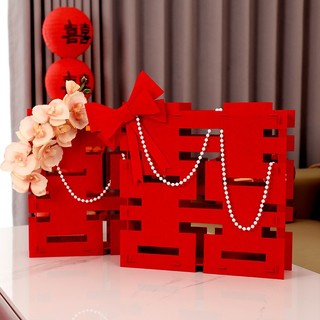  Chữ hỷ dựng mô hình 3D 2 màu đỏ hồng trang trí đám cưới tân hôn năm mới nhà cửa quán xá studio 