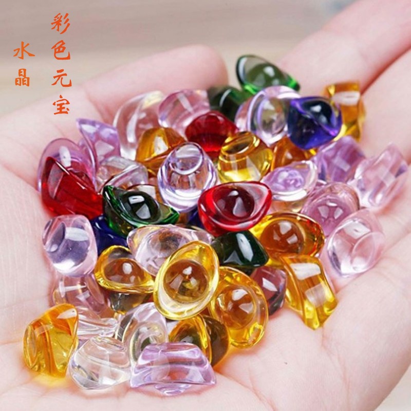 ComBo Túi 50v - 100v - 200v Thỏi Vàng Kim Nguyên Bảo Thủy Tinh Citrine Cỡ 15mm -Trang Trí Phong Thủy