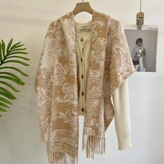 Khăn Choàng Cổ DIOR Dáng Dài Vải Cashmere Phối Tua Phong Cách Sang Trọng Đẳng Cấp -MIUNA