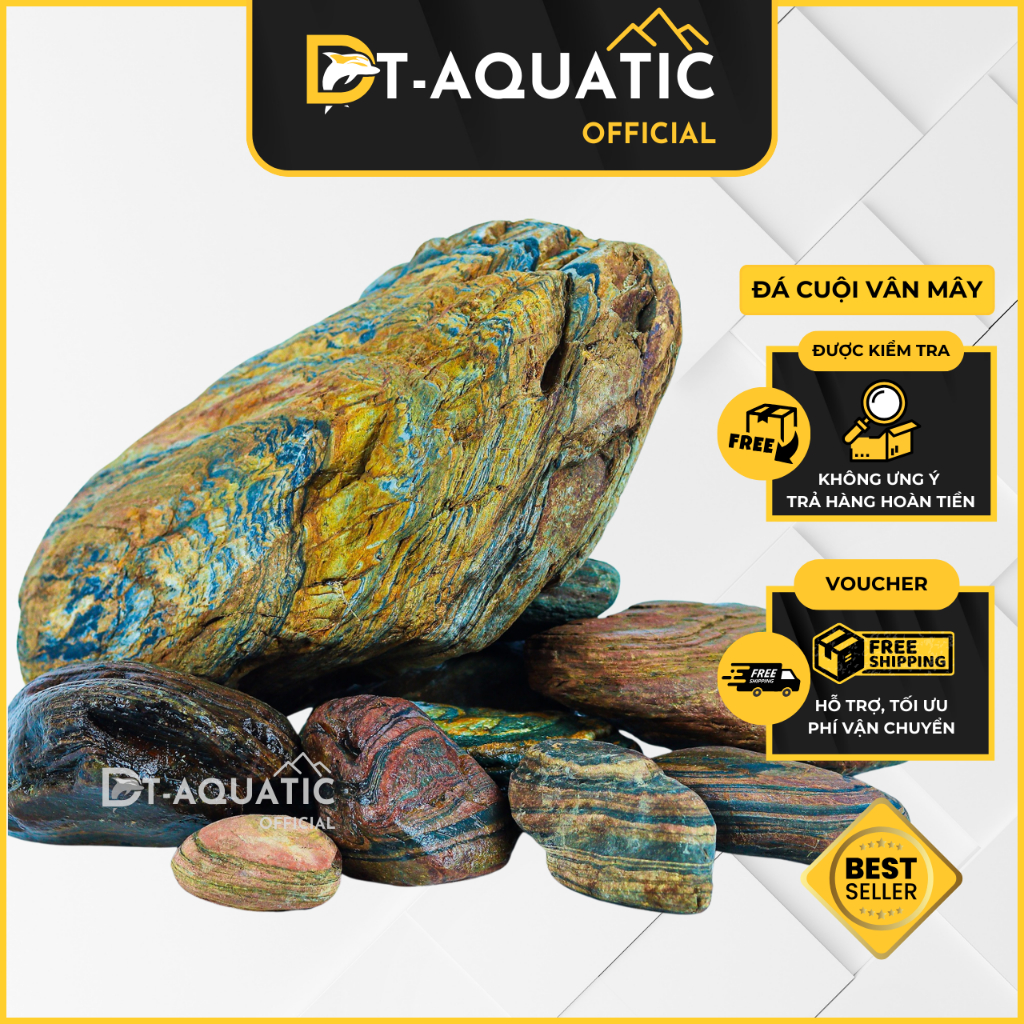 Đá Cuội Vân Mây (1KG) Setup Bể Cá Thuỷ Sinh, Trang Trí Bể Cá, Hồ Cá, Tiểu Cảnh Bể Cá
