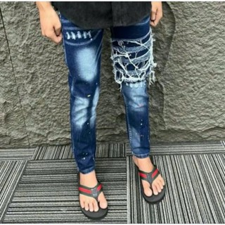 Quần jean DSQ nam dài 4 cúc xanh khuyết tật thêu xù mẫu mới thời trang trẻ trung hottrend