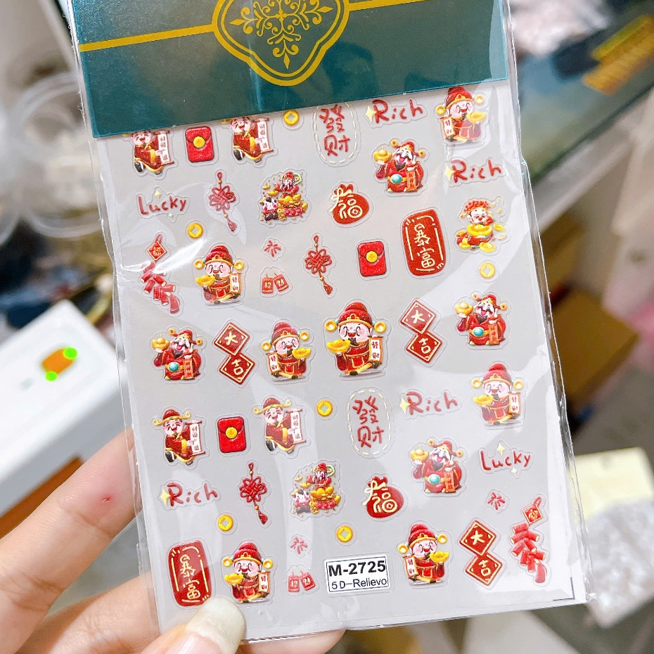 Sticker dán móng, miếng dán móng tay 5D nail sticker tết