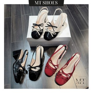  Giày Mary Jane búp bê nữ quai nơ đế vuông cao 5cm kiểu dáng tiểu thư siêu xinh MT Shoes GN064 